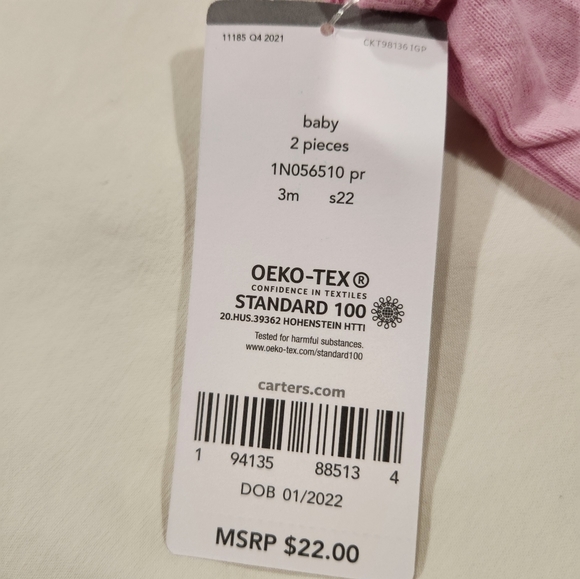 Carter's Baby Girl Pink Elephant Bodysuit & Blue Tye Dye Shorts Set Size 3M NWT - Picture 8 of 9